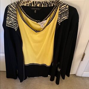 Ming Wang Black and Yellow Cardigan Sweater